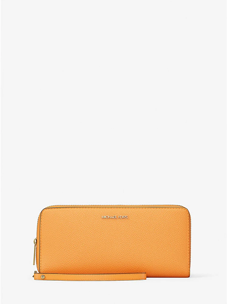 Jet Set Travel Large Pebbled Leather Wristlet