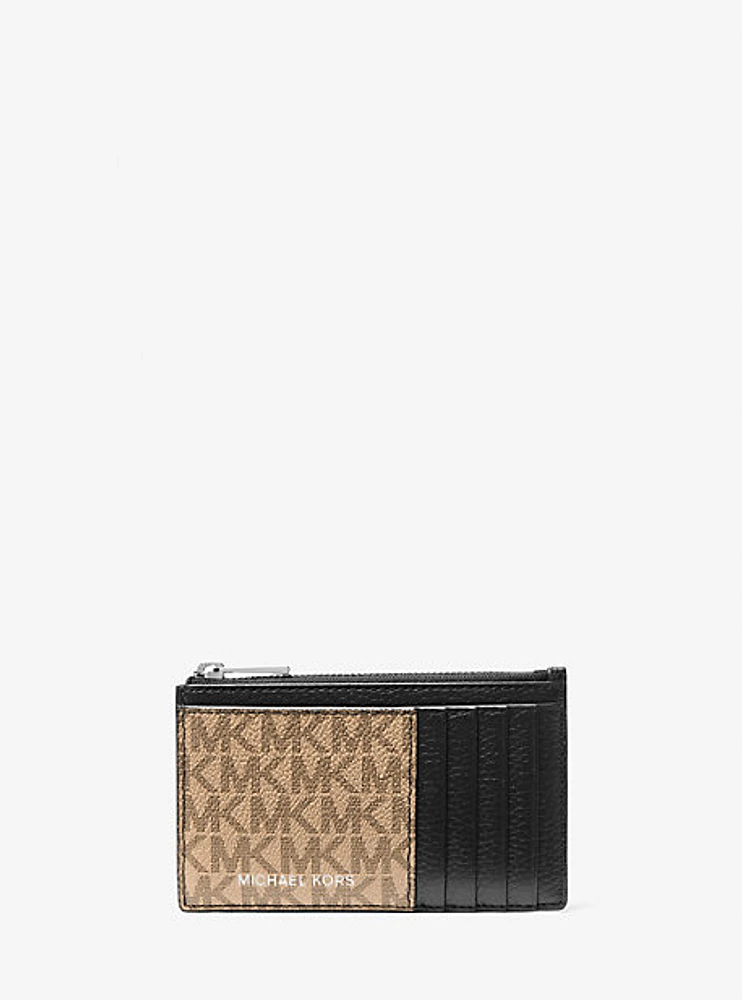 Cooper Leather and Logo Zip Wallet