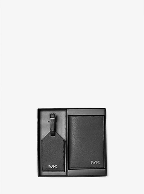 Saffiano Leather Passport Case and Luggage Tag Gift Set