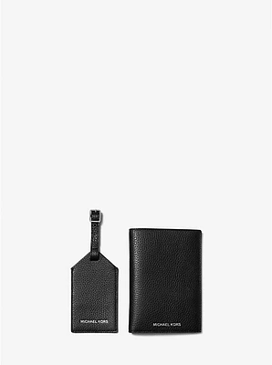 Pebbled Leather Passport Case and Luggage Tag Gift Set