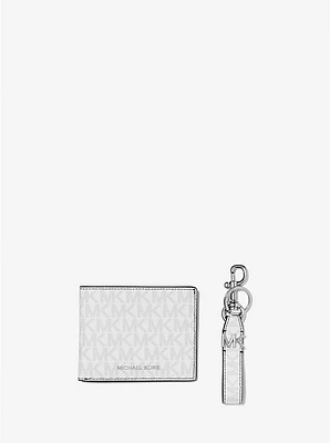Set de regalo con billetera con logotipo y llavero