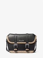 Cooper Travel Pebbled Leather and Signature Logo Flap Messenger Bag