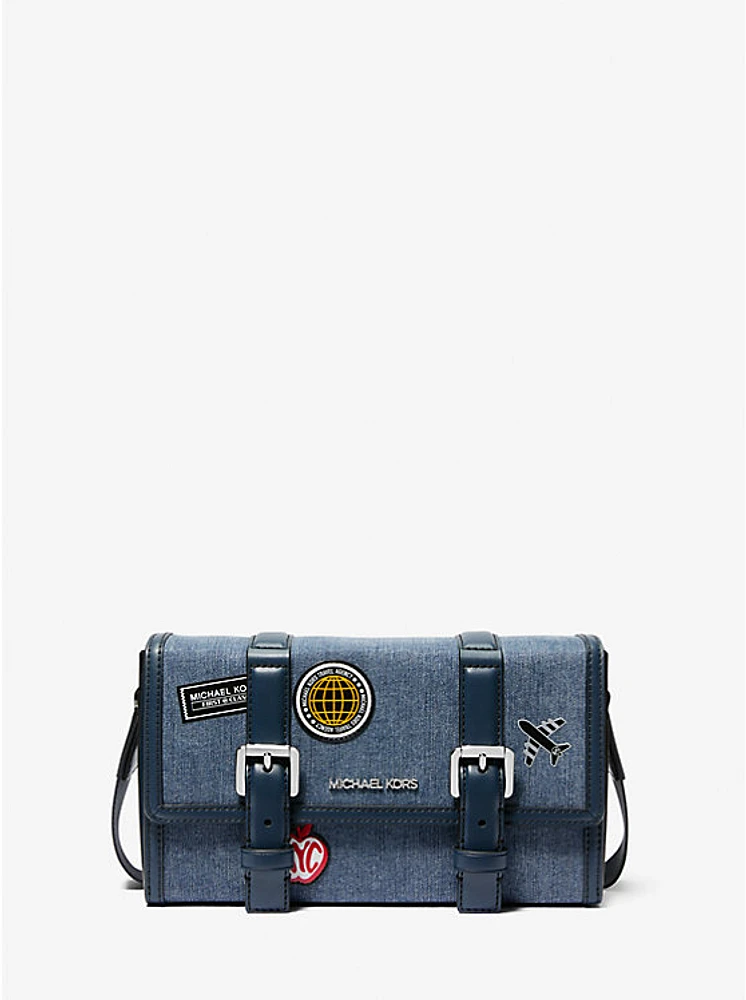 Cooper Embellished Denim Trunk Crossbody Bag