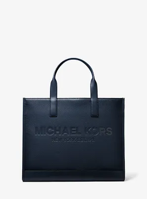 Cooper Logo Embossed Pebbled Leather Tote Bag