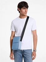 Cooper Logo Embossed Pebbled Leather Messenger Bag
