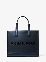 Cooper Logo Embossed Pebbled Leather Tote Bag