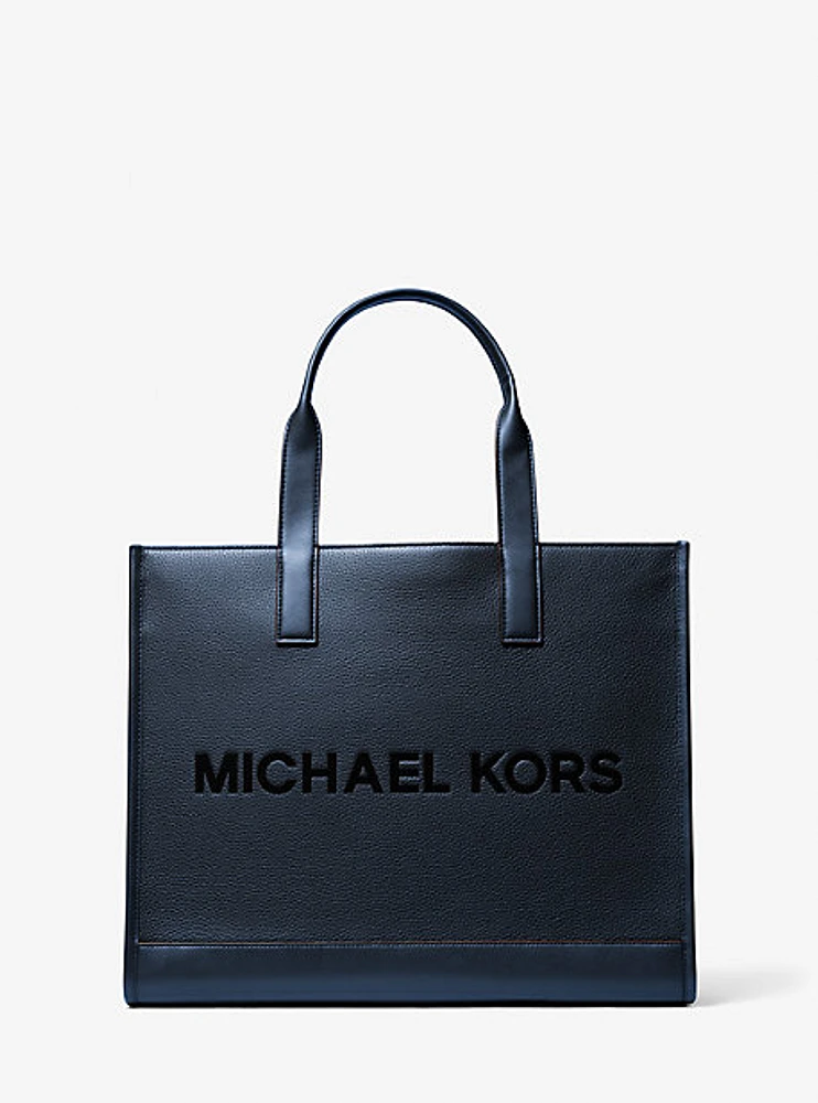 Cooper Logo Embossed Pebbled Leather Tote Bag