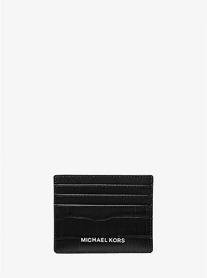 Hudson Crocodile Embossed Leather Tall Card Case