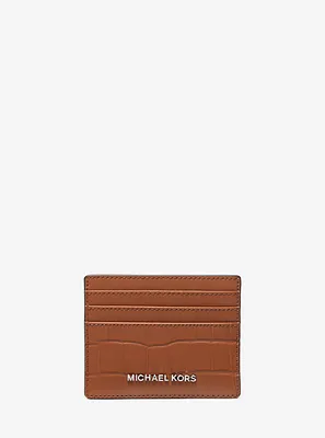 Hudson Crocodile Embossed Leather Tall Card Case