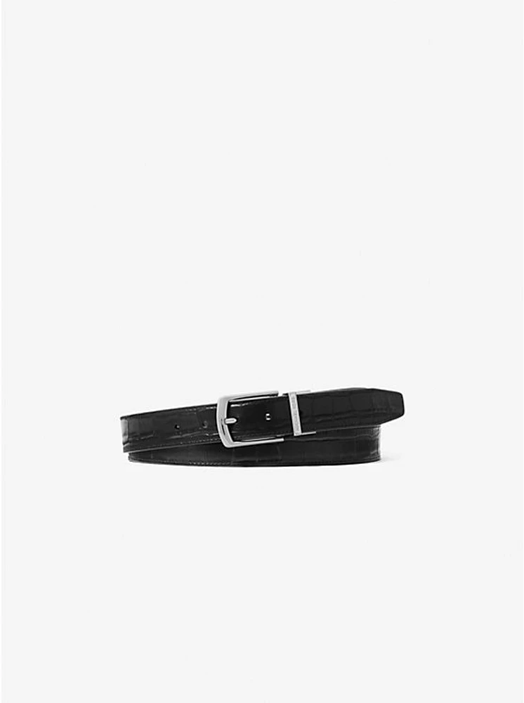 Reversible Leather and Snake Embossed Belt