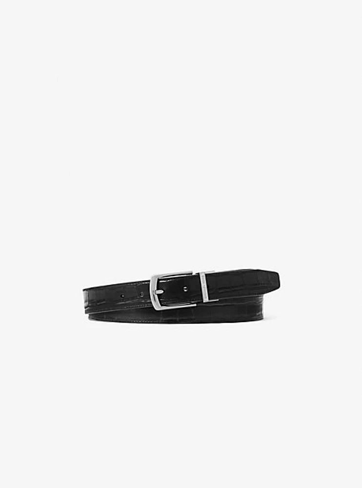 Reversible Leather and Snake Embossed Belt