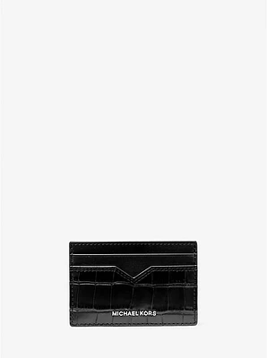 Hudson Crocodile-Embossed Leather Card Case