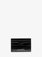 Hudson Crocodile-Embossed Leather Card Case