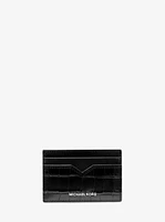 Hudson Crocodile-Embossed Leather Card Case