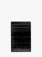 Hudson Crocodile-Embossed Leather Card Case