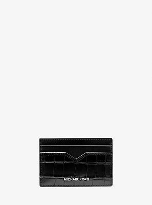 Hudson Crocodile-Embossed Leather Card Case