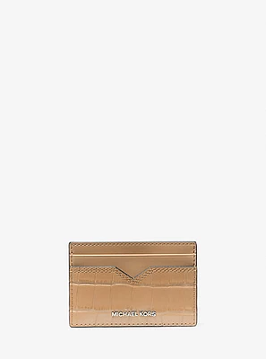 Hudson Crocodile-Embossed Leather Card Case