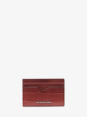 Hudson Crocodile-Embossed Leather Card Case