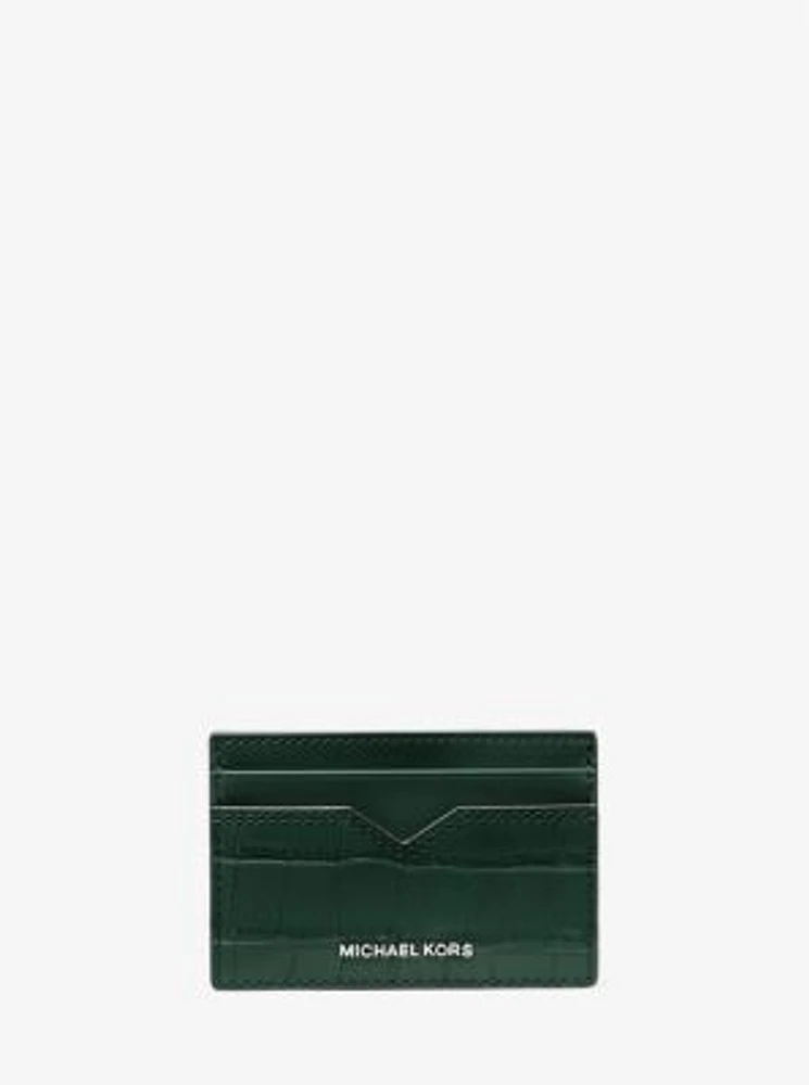 Hudson Crocodile-Embossed Leather Card Case