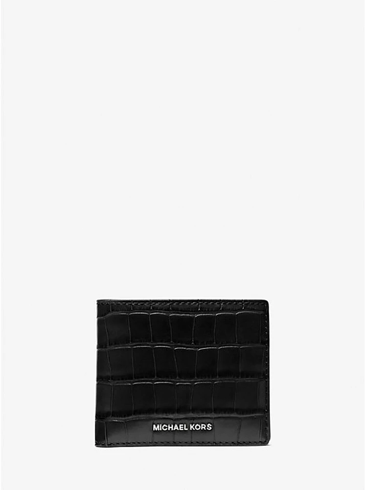 Hudson Crocodile Embossed Leather Billfold Wallet