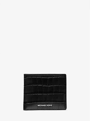 Hudson Crocodile Embossed Leather Billfold Wallet