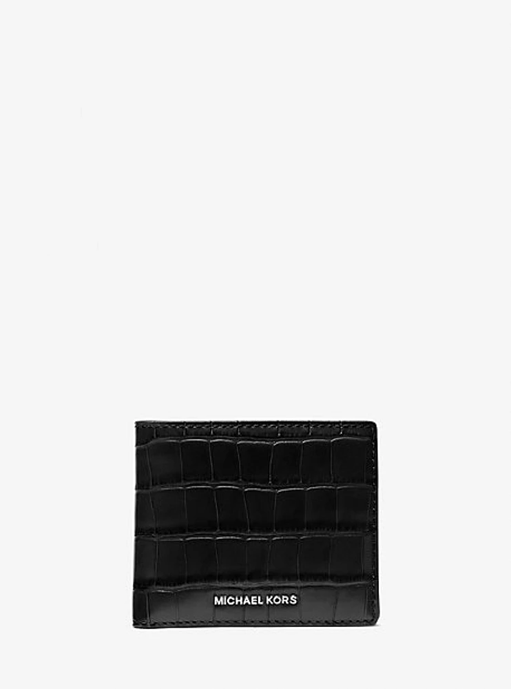 Hudson Crocodile Embossed Leather Billfold Wallet