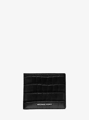 Hudson Crocodile Embossed Leather Billfold Wallet