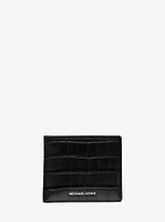 Hudson Crocodile Embossed Leather Billfold Wallet