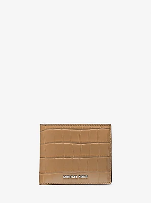 Hudson Crocodile Embossed Leather Billfold Wallet