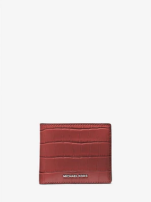Hudson Crocodile Embossed Leather Billfold Wallet