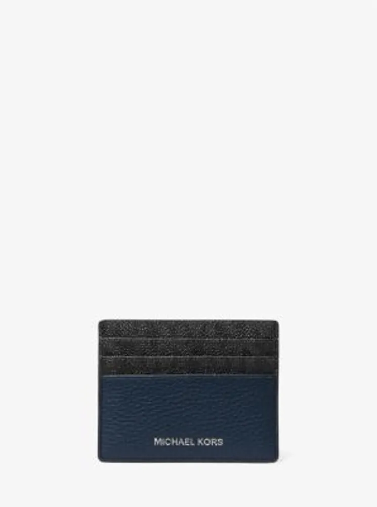 Hudson Logo and Pebbled Leather Tall Card Case