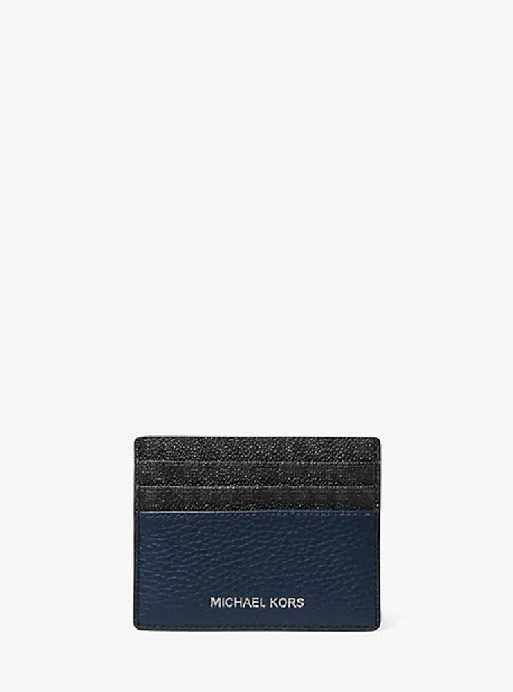 Hudson Logo and Pebbled Leather Tall Card Case