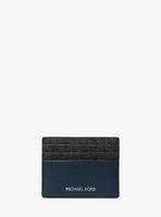 Hudson Logo and Pebbled Leather Tall Card Case