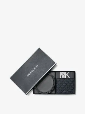 Logo Belt and Billfold Wallet Set