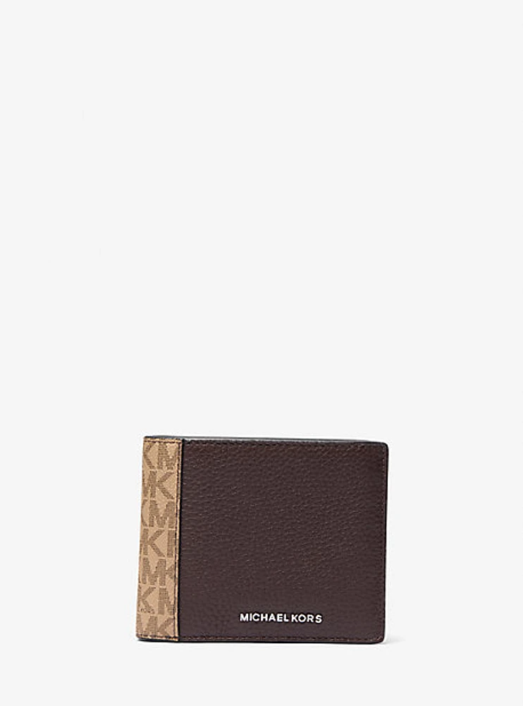 Hudson Leather and Signature Logo Billfold Wallet With Coin Pouch