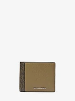 Hudson Leather and Signature Logo Billfold Wallet With Coin Pouch