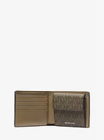 Hudson Leather and Signature Logo Billfold Wallet With Coin Pouch