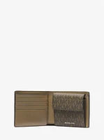 Hudson Leather and Signature Logo Billfold Wallet With Coin Pouch