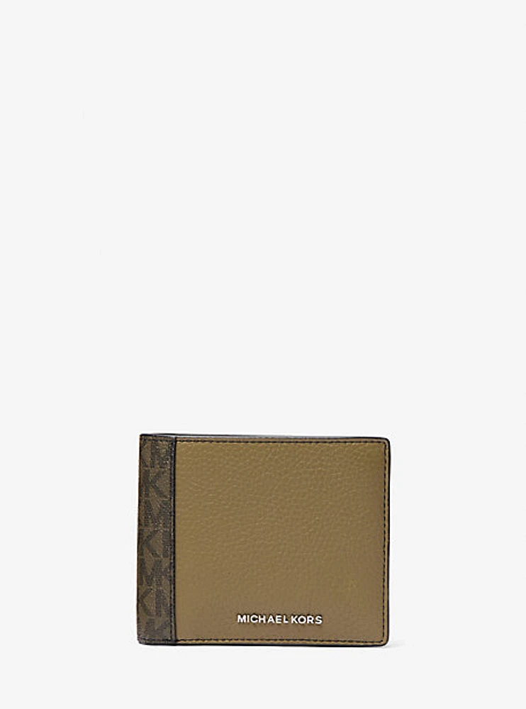 Hudson Leather and Signature Logo Billfold Wallet With Coin Pouch