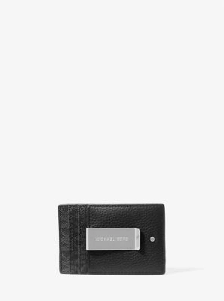 Hudson Pebbled Leather and Signature Logo Money Clip Card Case