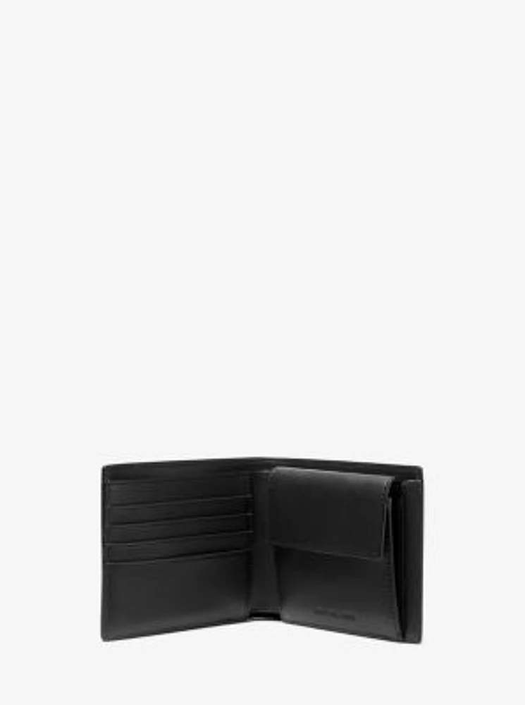 Hudson Pebbled Leather Billfold Wallet With Coin Pouch