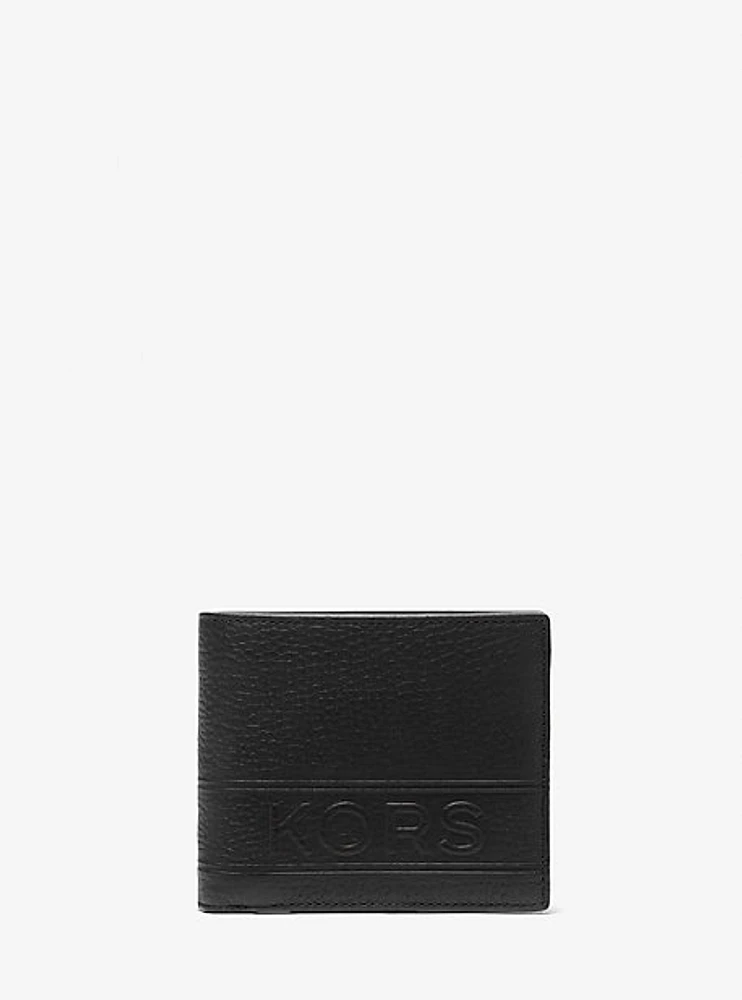 Hudson Pebbled Leather Billfold Wallet With Coin Pouch