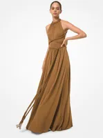 Crepe Jersey Braided Halter Dress