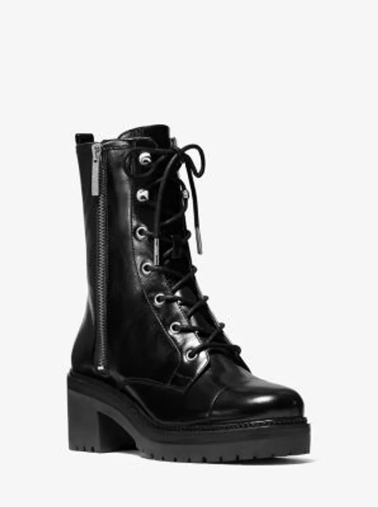 Anaka Crinkled Leather Combat Boot