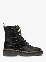 Haskell Crocodile Embossed Leather Combat Boot