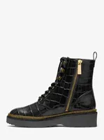 Haskell Crocodile Embossed Leather Combat Boot