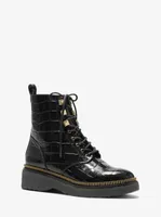 Haskell Crocodile Embossed Leather Combat Boot