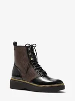 Haskell Crinkled Leather and Logo Combat Boot