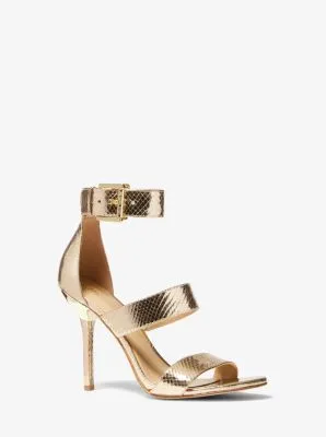 Amal Metallic Snake Embossed Leather Sandal