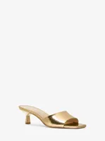 Amal Metallic Snake Embossed Leather Kitten Sandal